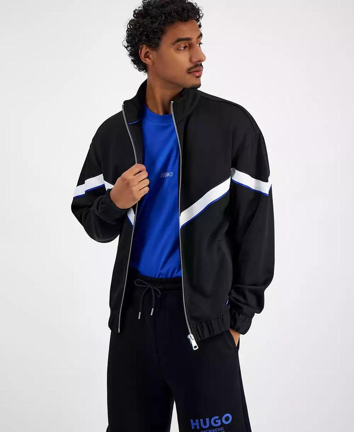 Men's Napones Zip Front Chevron Stripe Track Jacket