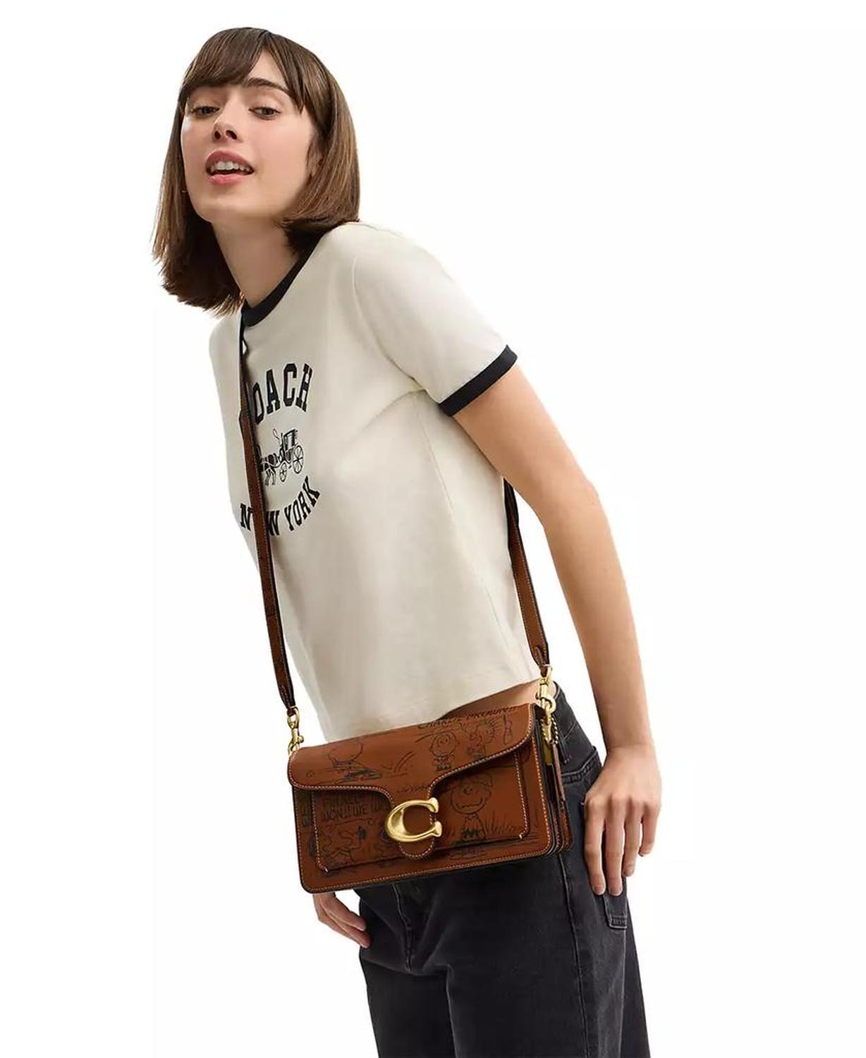x Peanuts Tabby 26 Shoulder Bag with Newspaper Print