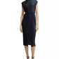 Women's High-Shine Plissé Belted Sleeveless Dress