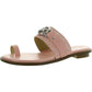 Womens Faux Leather Toe Loop Slide Sandals