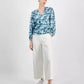 Women's Faux-Wrap Buttoned-Cuff Top