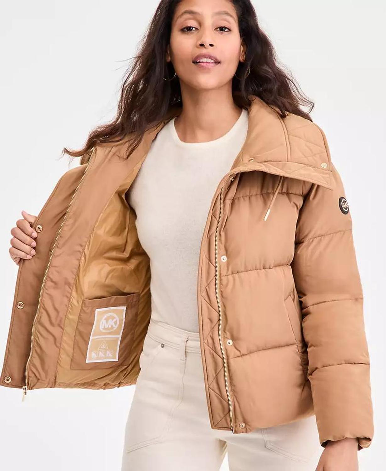 Women's Drawstring-Collar Puffer Coat