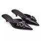 The Emma Buckle Patent Leather Kitten-Heel Mules