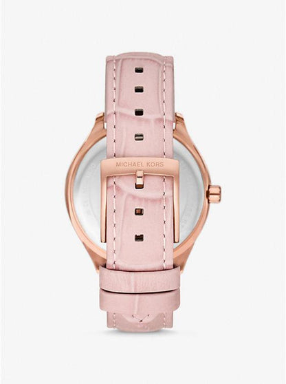 Sage Pavé Rose Gold-Tone and Crocodile Embossed Leather Watch