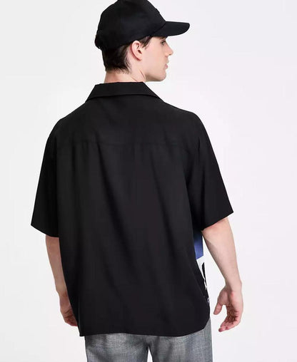 Men's Oversized-Fit Printed Camp Shirt