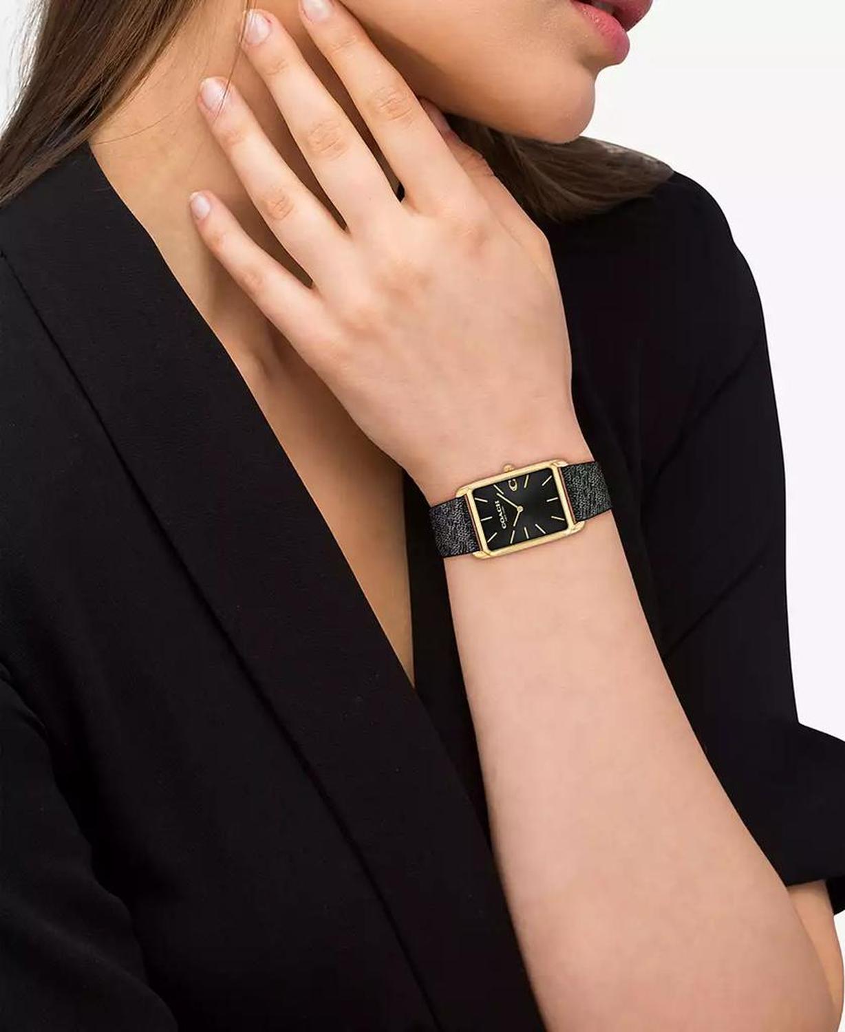 Men's Elliot Black Leather Strap Watch, 32 x 36mm