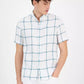 Men's Short-Sleeve Plaid Linen Button-Down Shirt