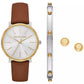 Women's Pyper Three-Hand Luggage Leather Watch and Jewelry Set, 38mm