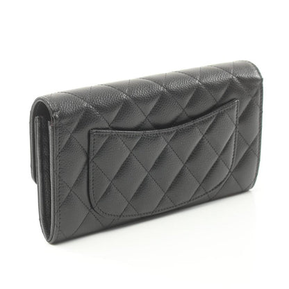 Matelasse Bi-Fold Long Wallet Caviar Skin  Gold Hardware