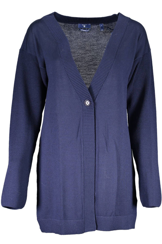 Gant Elegant Blue Wool Long Sleeve Cardigan