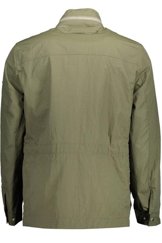 Gant Sleek Green Trench Coat with Concealed Hood