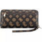 Guess Jeans Chic Brown Polyethylene Zip Wallet with Logo