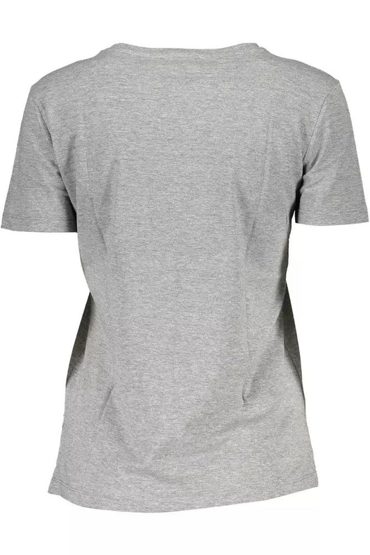 Guess Jeans Chic Gray Logo Tee with Wide Neckline