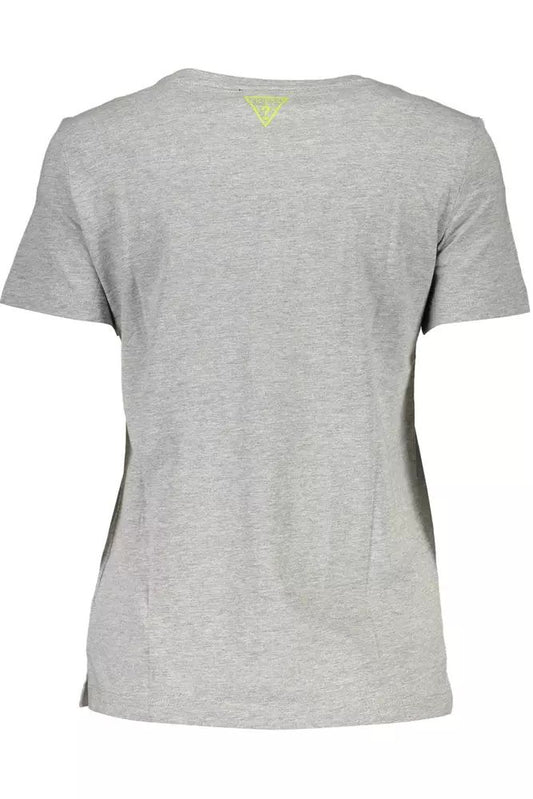 Guess Jeans Chic Gray Logo Tee with Delicate Embroidery