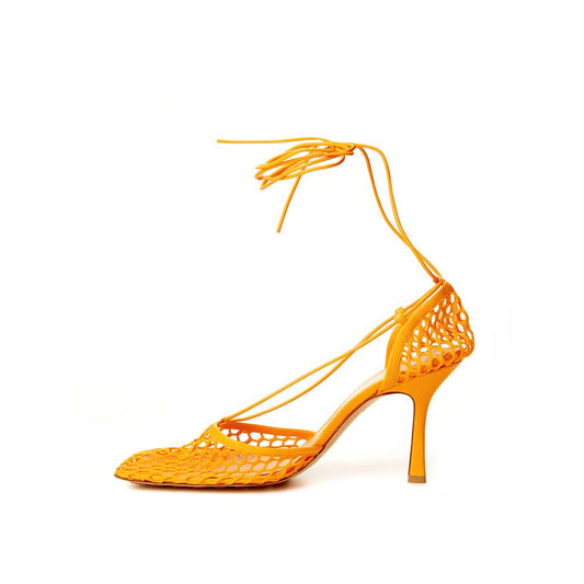 Bottega Veneta Elegant Orange Cotton Leather Sandals