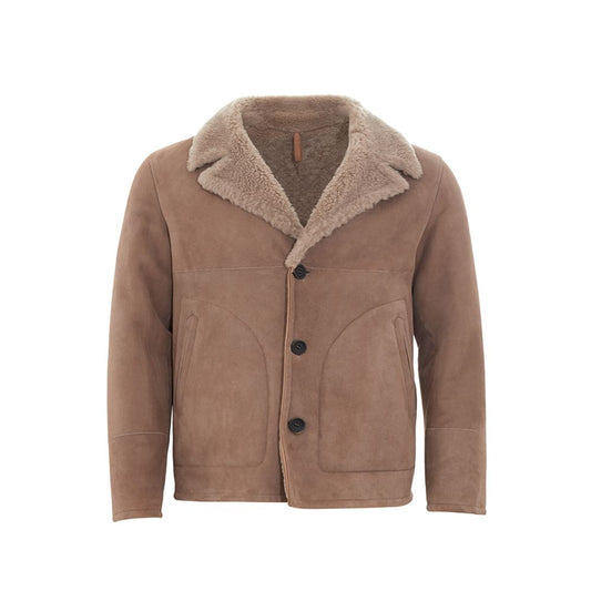 Herno Elegant Brown Leather Jacket