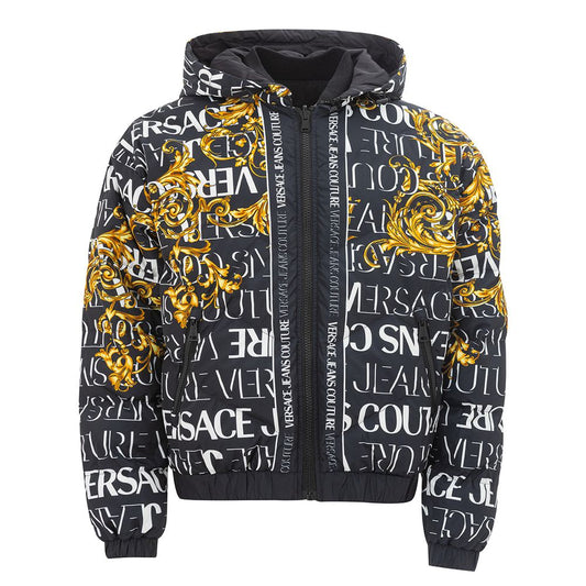Versace Jeans Sleek Black Polyamide Designer Jacket