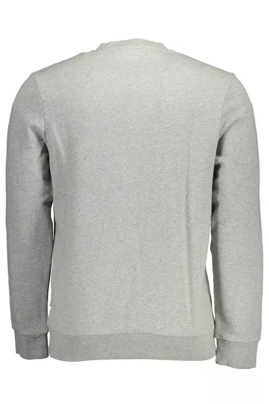 Napapijri Chic Gray Cotton Sweatshirt with Logo Print
