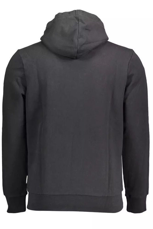 Napapijri Sleek Black Hooded Cotton Sweatshirt