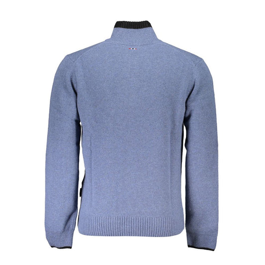 Napapijri Chic Blue Half-Zip Sweater with Contrast Details