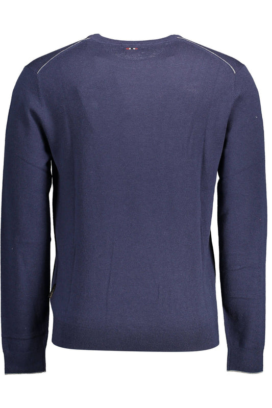 Napapijri Elegant Woolen Blue Sweater with Embroidery