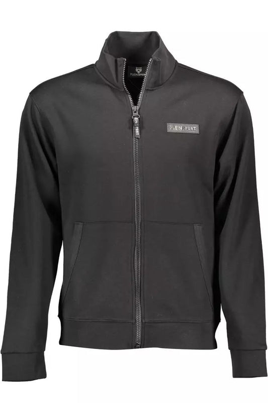 Plein Sport Sleek Long-Sleeve Zip Sweatshirt with Contrasts