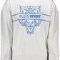 Plein Sport Sleek White Hooded Sweatshirt with Contrasting Print