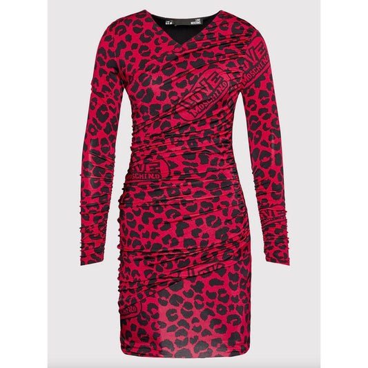 Love Moschino Chic Leopard Texture Dress in Pink and Black