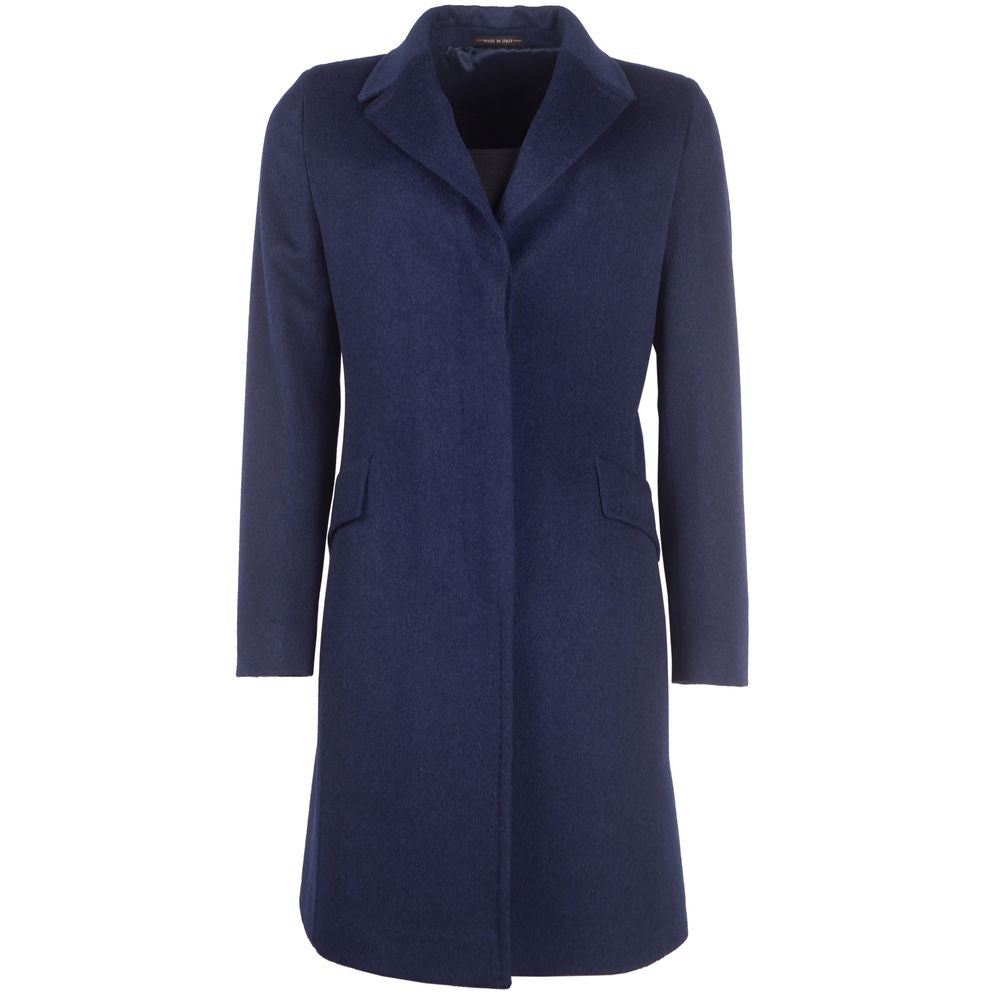 Made in Italy Elegant Virgin Wool Blue Coat for Her
