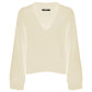 Imperfect Chic Beige V-Neck Wool Blend Sweater
