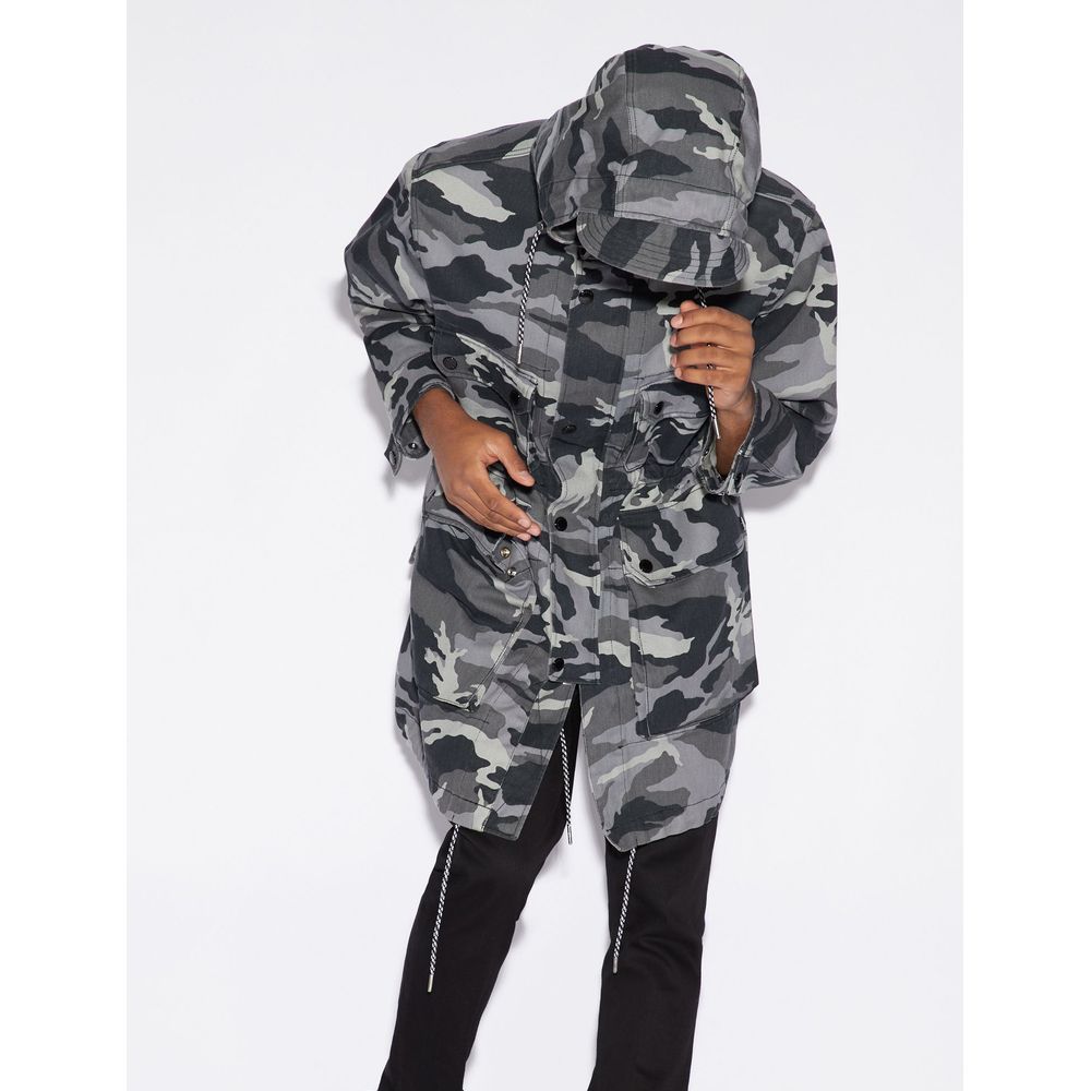 Armani Exchange Camouflage Grey Hooded Trench Revolution