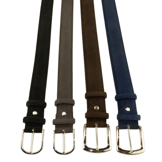 Made in Italy Elegant Quad of Suede Calfskin Belts