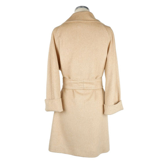 Made in Italy Elegant Beige Wool Women's Coat