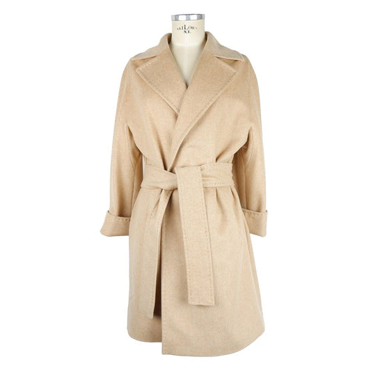 Made in Italy Elegant Beige Wool Women's Coat
