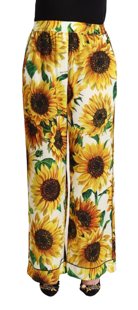 Dolce & Gabbana Elegant Sunflower Wide Leg Pants