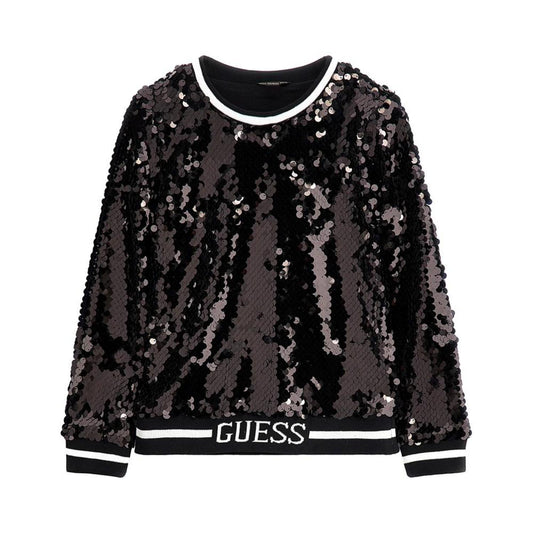 Big Girls All Over Sequin Top with a Knit Logo Hem