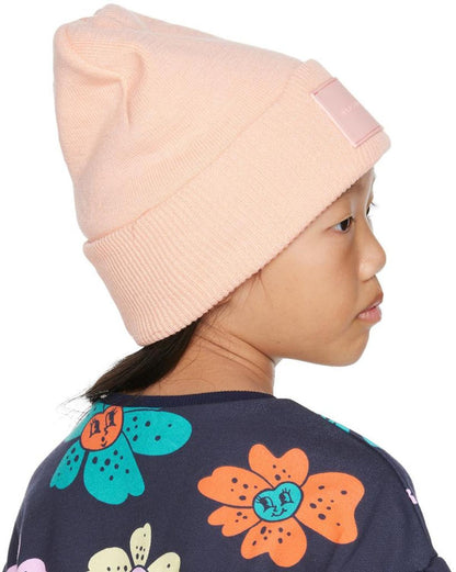 Kids Pink Logo Patch Beanie