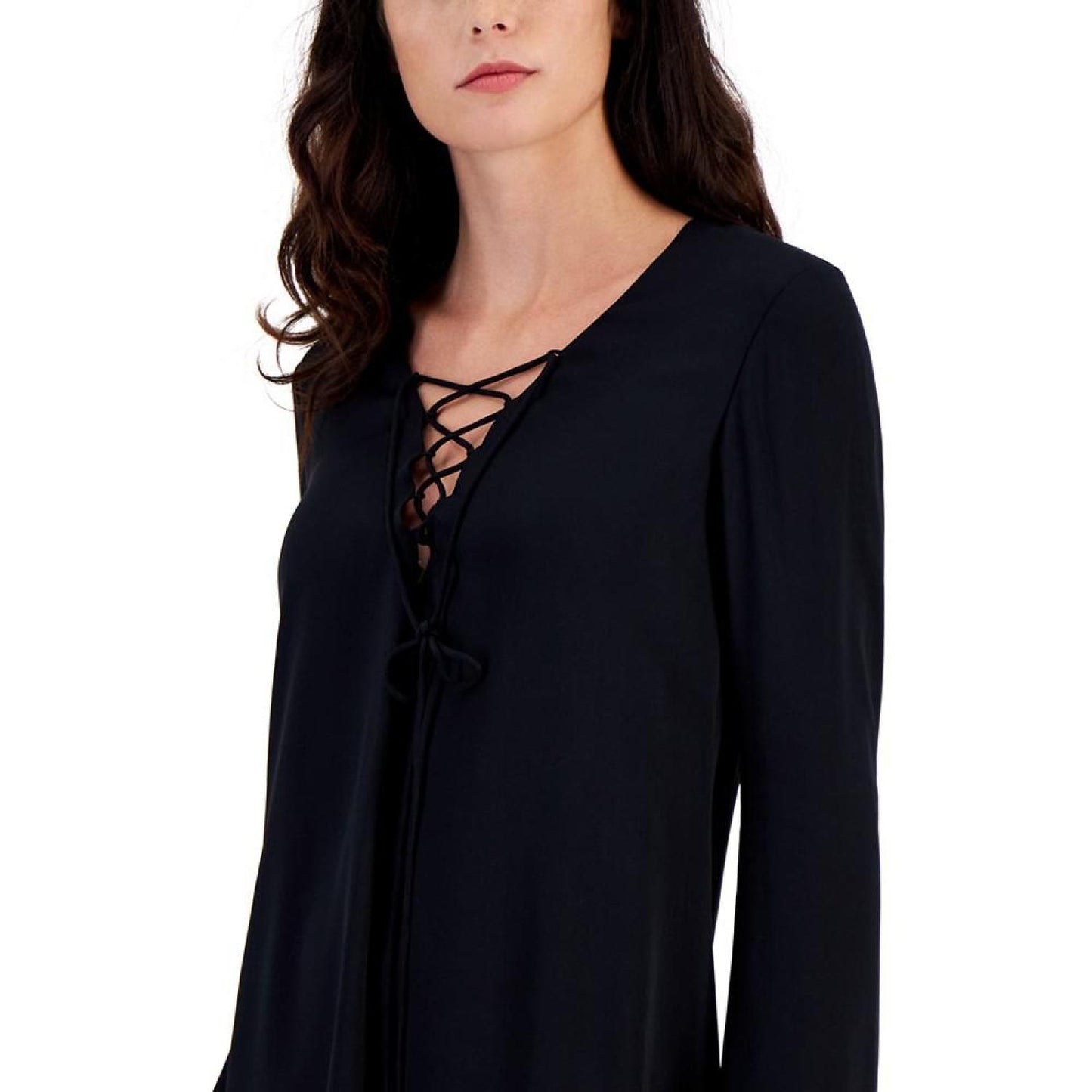 Women's Lace-Up Long-Sleeve Dress