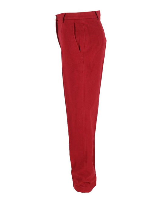 Max Mara Straight Leg Trousers in Red Cotton