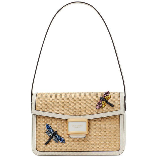 Katy Dragonfly Embellished Straw Small Shoulder Bag