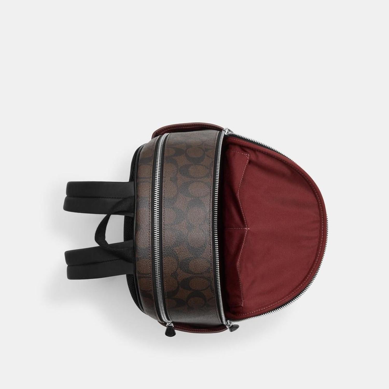 coach backpack signature Coach Outlet Court Backpack With Signature Canvas And Leopard Print - Women's Backpacks