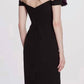 Off Shoulder Draped Cocktail Dress In Black