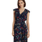 Floral Belted Crinkle Georgette Dress