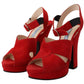Prada Suede Leather Sandals Ankle Strap Heels Women's Shoes