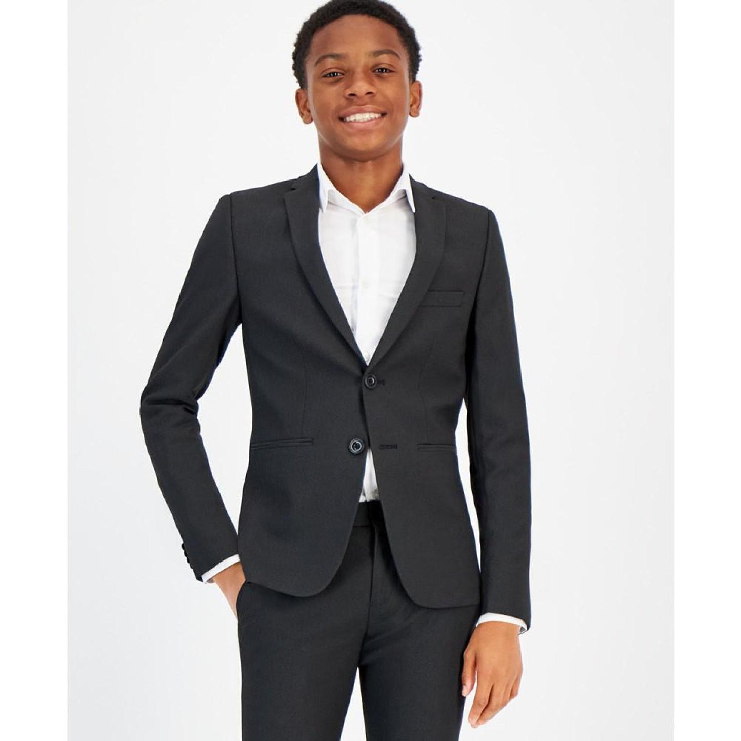 Big Boys Silver 2 Piece Slim Fit Stretch Suit