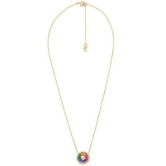 14K Gold-Plated Sterling Silver Rainbow Cubic Zirconia Tapered Baguette and Pave Pendant Necklace