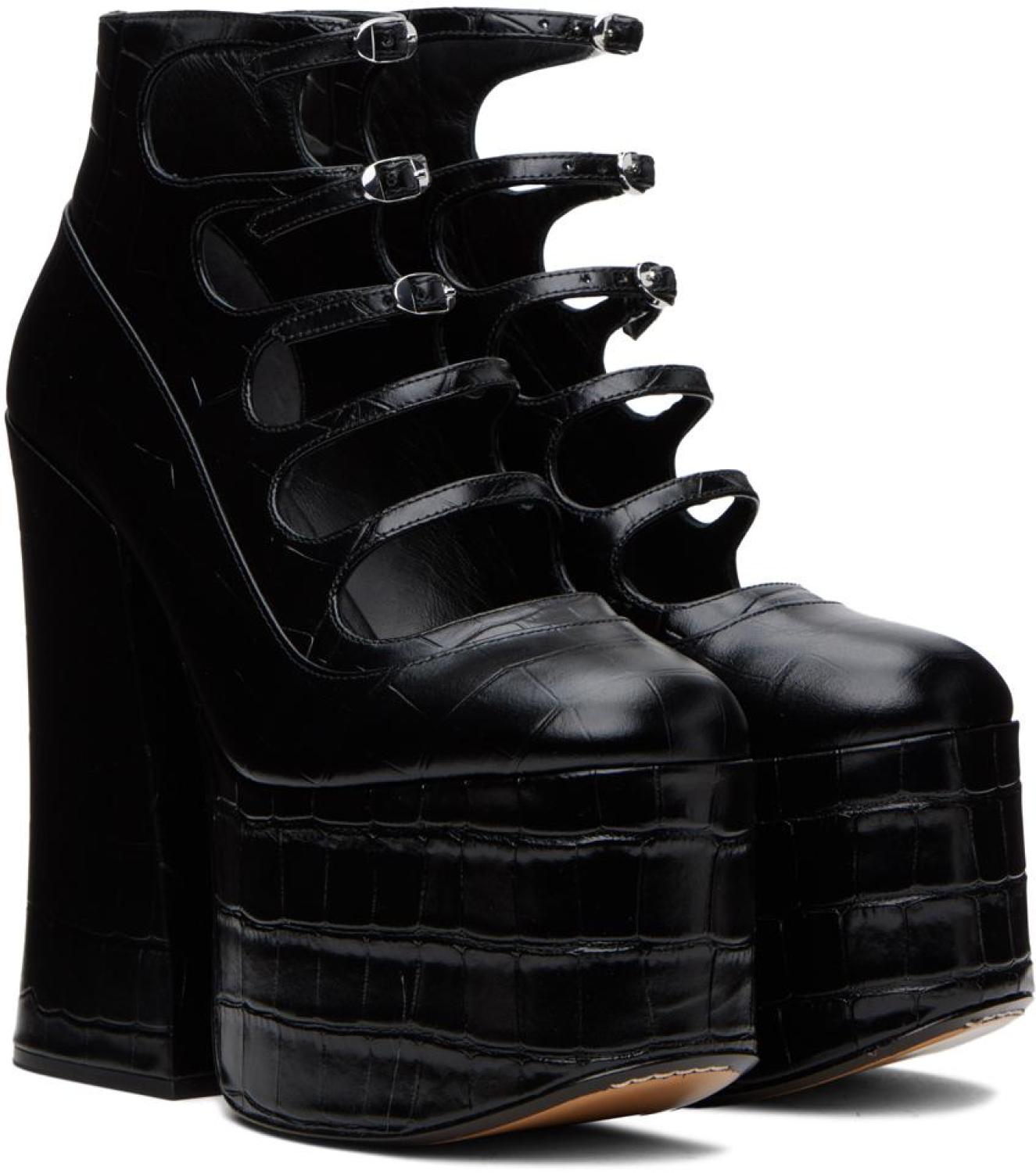 Black 'The Croc Embossed Kiki' Heels