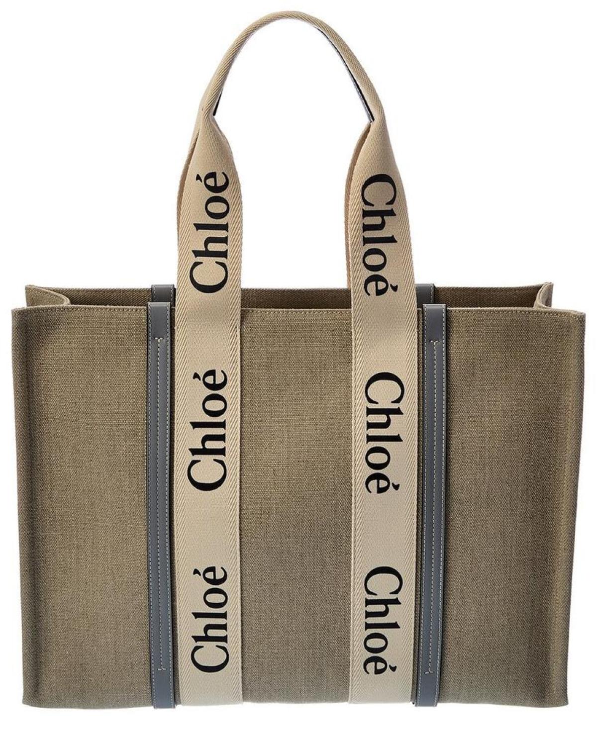 Chloe Woody Large Canvas & Leather Tote