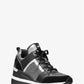 Georgie Leather and Glitter Chain-Mesh Trainer