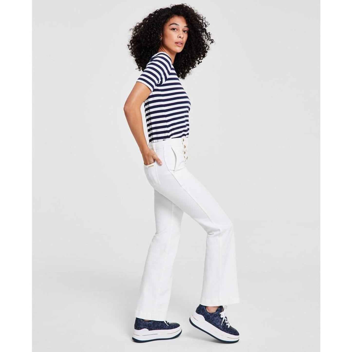 Women's Sailor-Front Flare-Leg Jeans, Regular & Petite
